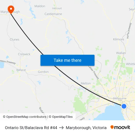 Ontario St/Balaclava Rd #44 to Maryborough, Victoria map
