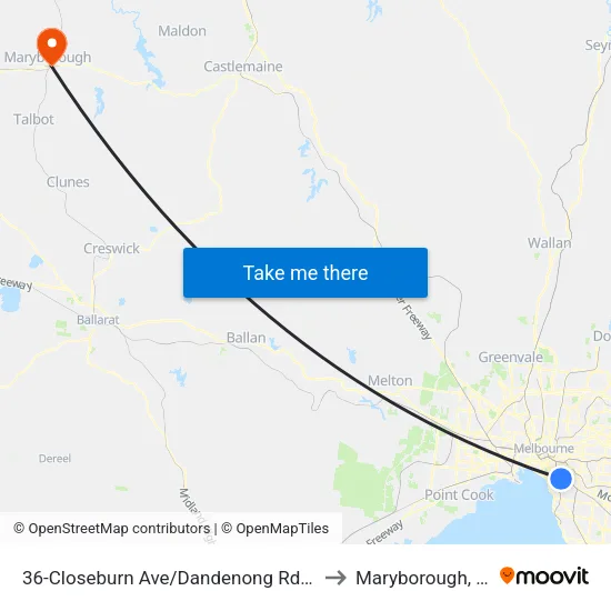 Closeburn Ave/Dandenong Rd #36 to Maryborough, Victoria map