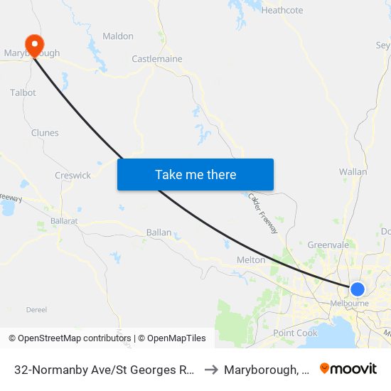 32-Normanby Ave/St Georges Rd (Thornbury) to Maryborough, Victoria map