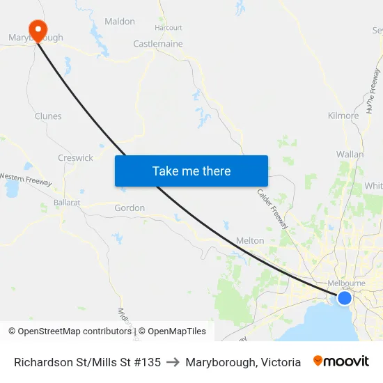Richardson St/Mills St #135 to Maryborough, Victoria map
