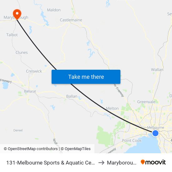 131-Melbourne Sports & Aquatic Centre/Albert Rd (Albert Park) to Maryborough, Victoria map