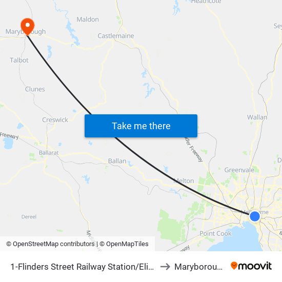 1-Flinders Street Railway Station/Elizabeth St (Melbourne City) to Maryborough, Victoria map