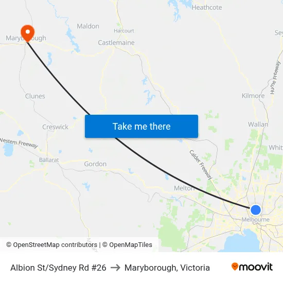 Albion St/Sydney Rd #26 to Maryborough, Victoria map