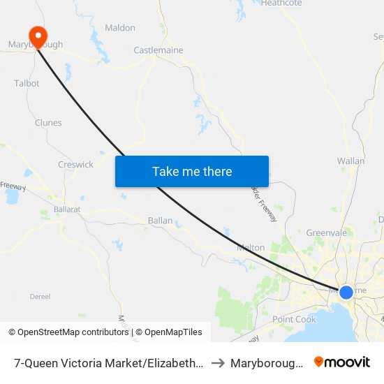 7-Queen Victoria Market/Elizabeth St (Melbourne City) to Maryborough, Victoria map