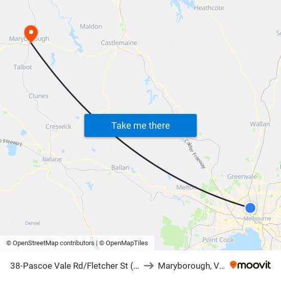 38-Pascoe Vale Rd/Fletcher St (Essendon) to Maryborough, Victoria map