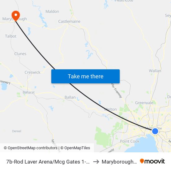 7b-Rod Laver Arena/Mcg Gates 1-3 (Melbourne City) to Maryborough, Victoria map