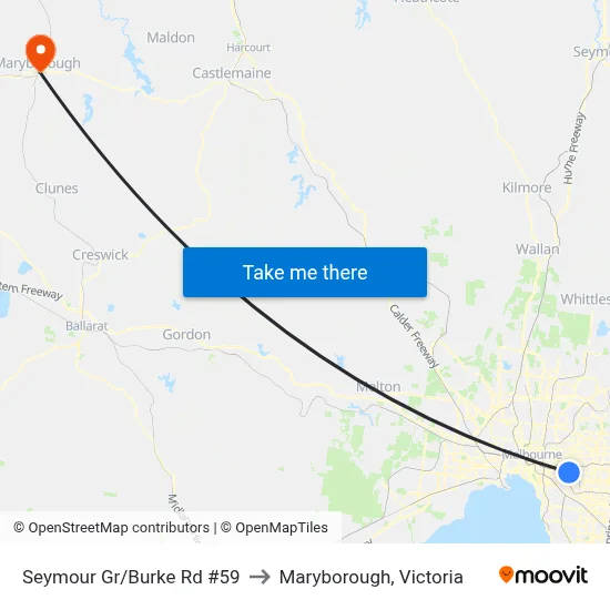 Seymour Gr/Burke Rd #59 to Maryborough, Victoria map