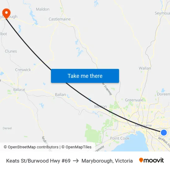 Keats St/Burwood Hwy #69 to Maryborough, Victoria map