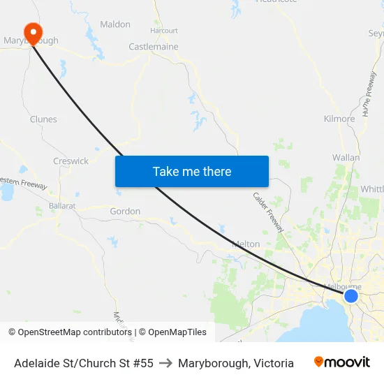 Adelaide St/Church St #55 to Maryborough, Victoria map