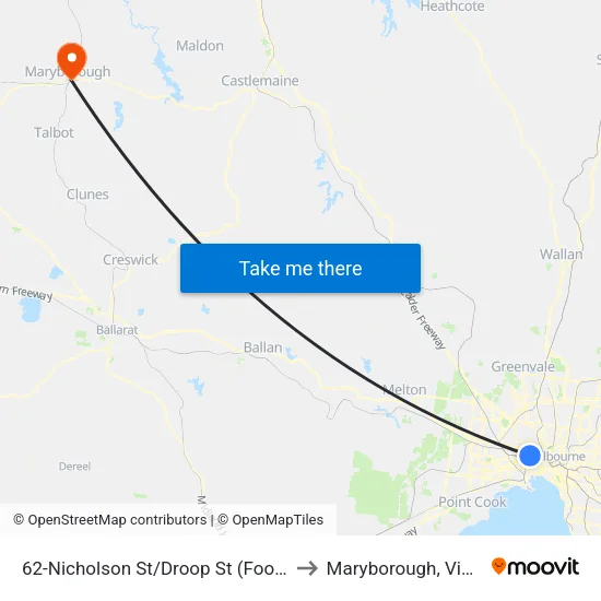 Nicholson St/Droop St #62 to Maryborough, Victoria map