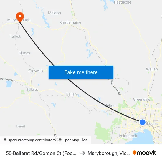 Ballarat Rd/Gordon St #58 to Maryborough, Victoria map