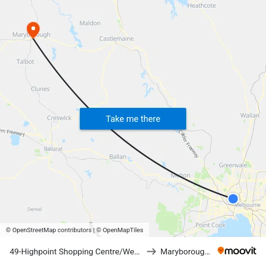 Highpoint Shopping Centre/Wests Rd #49 to Maryborough, Victoria map