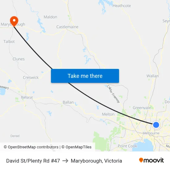 David St/Plenty Rd #47 to Maryborough, Victoria map