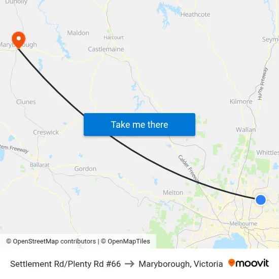Settlement Rd/Plenty Rd #66 to Maryborough, Victoria map