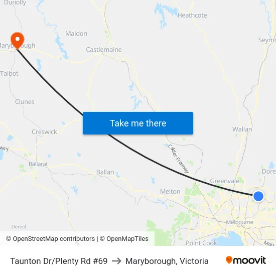 Taunton Dr/Plenty Rd #69 to Maryborough, Victoria map