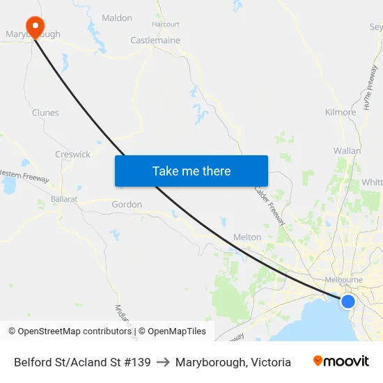 Belford St/Acland St #139 to Maryborough, Victoria map