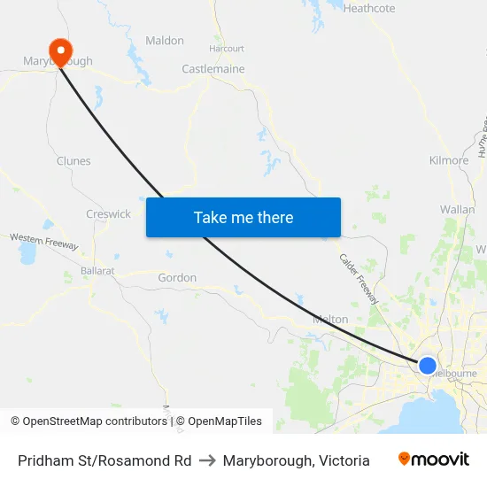 Pridham St/Rosamond Rd to Maryborough, Victoria map