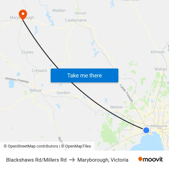 Blackshaws Rd/Millers Rd to Maryborough, Victoria map