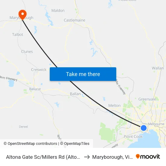 Altona Gate Sc/Millers Rd to Maryborough, Victoria map