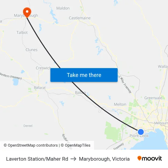 Laverton Station/Maher Rd to Maryborough, Victoria map