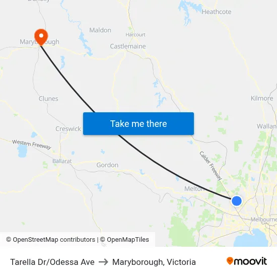 Tarella Dr/Odessa Ave to Maryborough, Victoria map