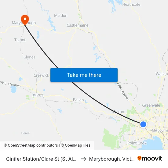 Ginifer Station/Clare St to Maryborough, Victoria map