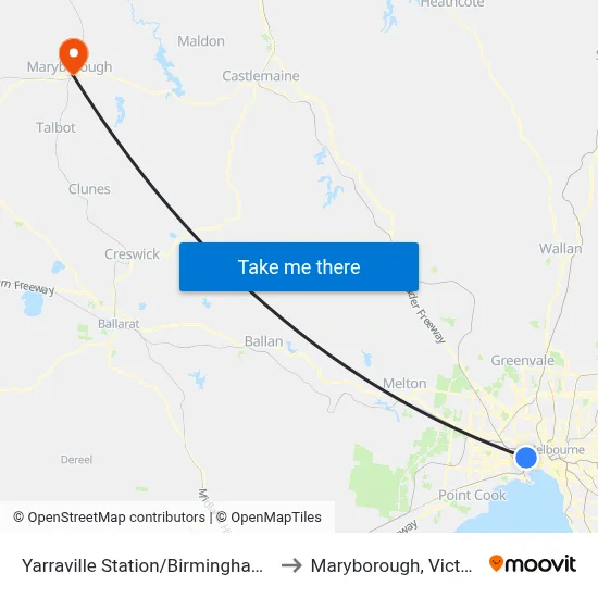Yarraville Station/Birmingham St to Maryborough, Victoria map