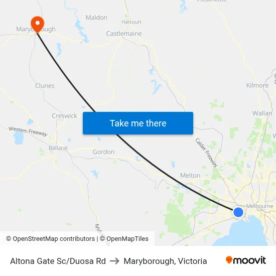 Altona Gate Sc/Duosa Rd to Maryborough, Victoria map