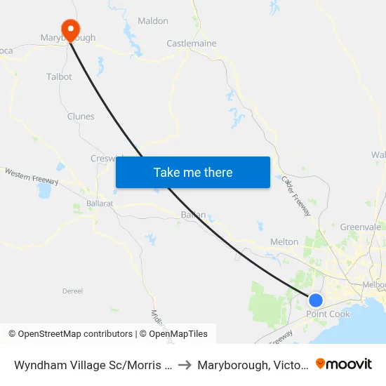 Wyndham Village Sc/Morris Rd to Maryborough, Victoria map
