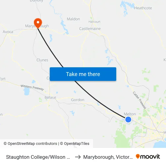 Staughton College/Wilson Rd to Maryborough, Victoria map