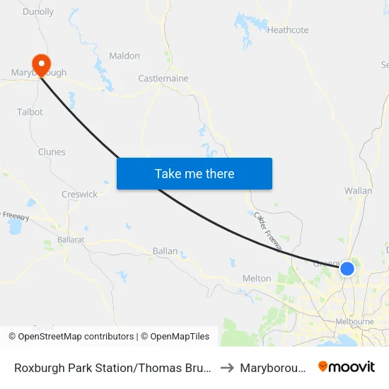 Roxburgh Park Station/Thomas Brunton Pde to Maryborough, Victoria map