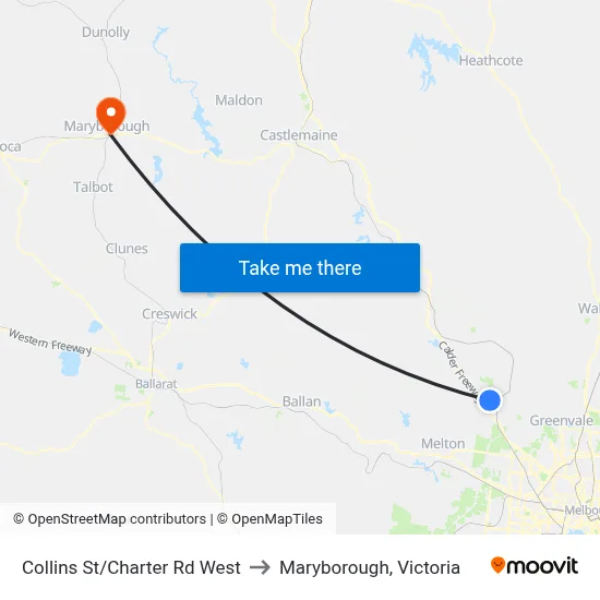 Collins St/Charter Rd West to Maryborough, Victoria map