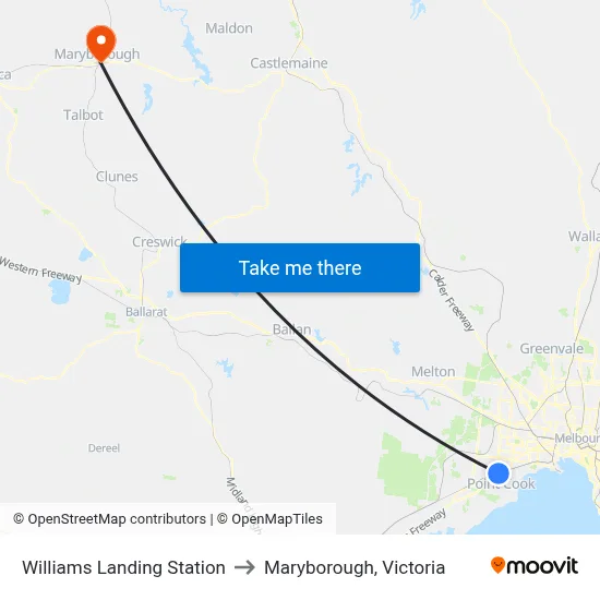 Williams Landing Station to Maryborough, Victoria map