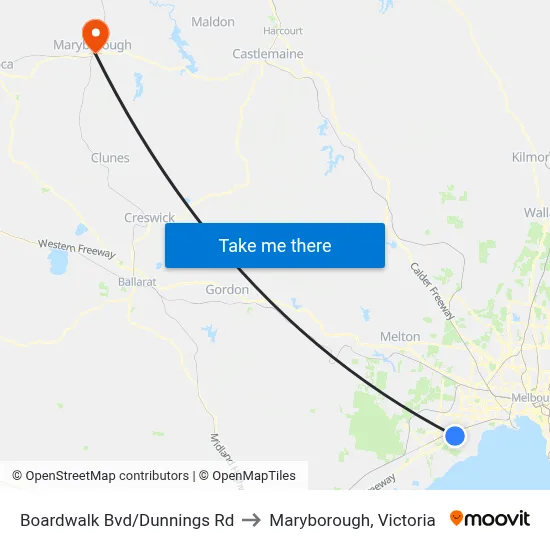 Boardwalk Bvd/Dunnings Rd to Maryborough, Victoria map