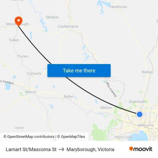 Lamart St/Mascoma St to Maryborough, Victoria map