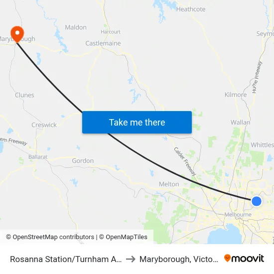 Rosanna Station/Turnham Ave to Maryborough, Victoria map