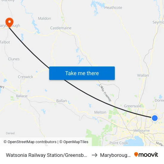 Watsonia Station/Greensborough Hwy to Maryborough, Victoria map
