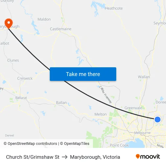 Church St/Grimshaw St to Maryborough, Victoria map
