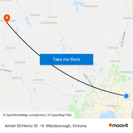 Amiet St/Henry St to Maryborough, Victoria map