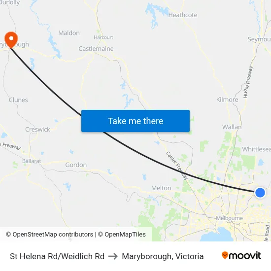 St Helena Rd/Weidlich Rd to Maryborough, Victoria map