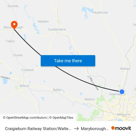 Craigieburn Station/Walters St to Maryborough, Victoria map