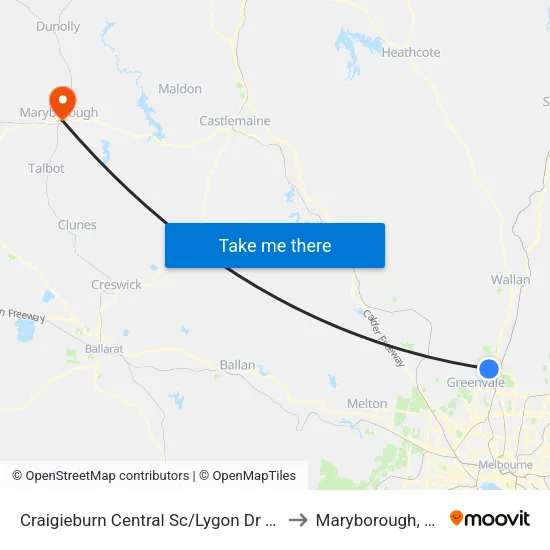 Craigieburn Central Sc/Lygon Dr to Maryborough, Victoria map