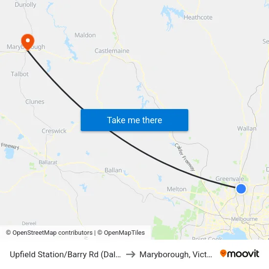Upfield Station/Barry Rd to Maryborough, Victoria map
