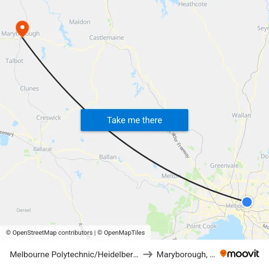 Melbourne Polytechnic/Heidelberg Rd to Maryborough, Victoria map