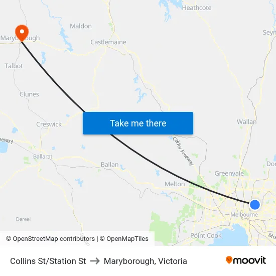 Collins St/Station St to Maryborough, Victoria map