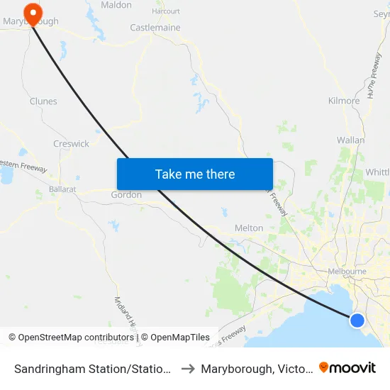 Sandringham Station/Station St to Maryborough, Victoria map