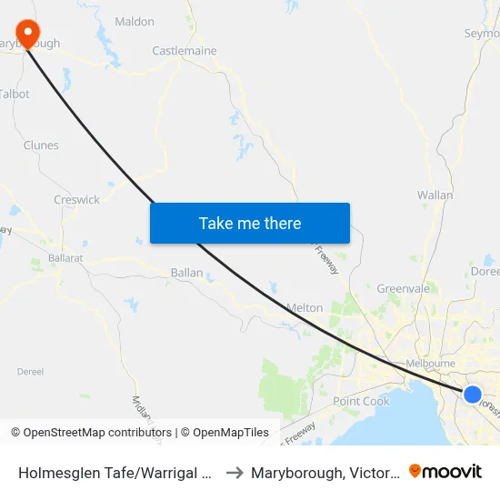 Holmesglen Tafe/Warrigal Rd to Maryborough, Victoria map