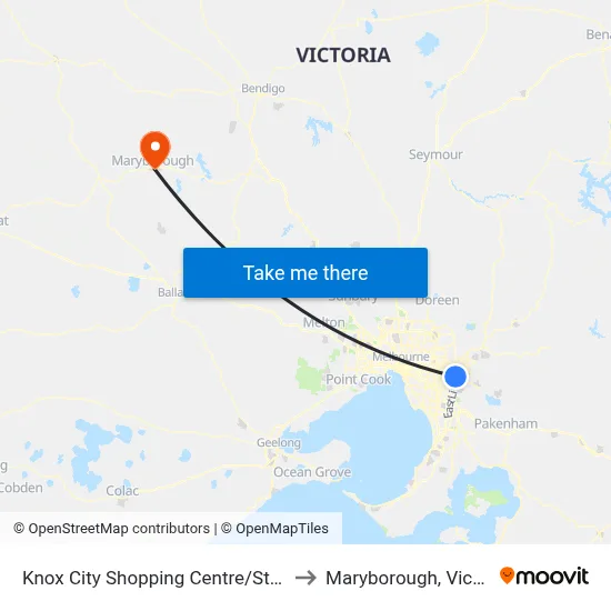 Knox City Shopping Centre/Stud Rd to Maryborough, Victoria map