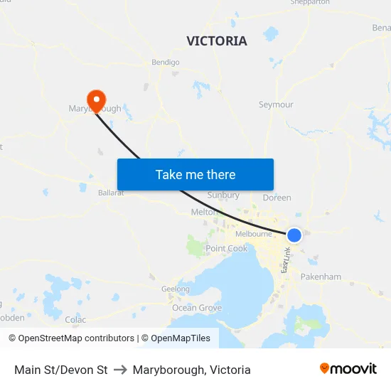 Main St/Devon St to Maryborough, Victoria map