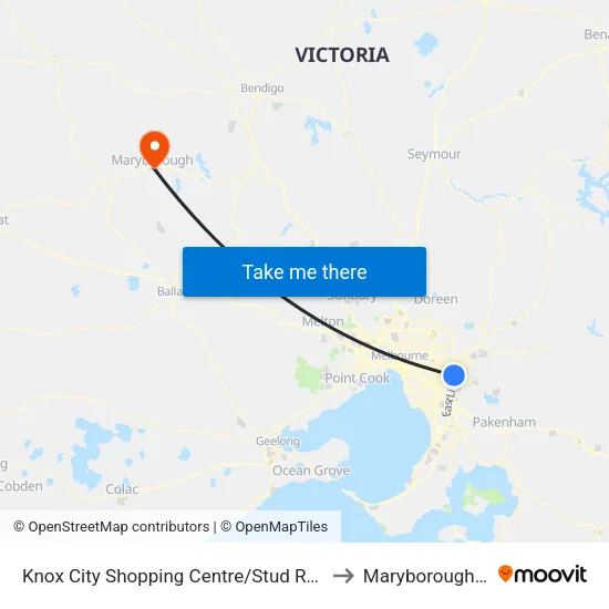 Knox City Shopping Centre/Stud Rd to Maryborough, Victoria map